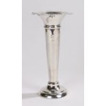 Plated spill vase, with wavy rim, tapering body on a stepped loaded base, 22cm high