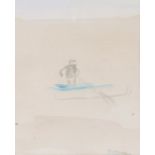 Attributed Mary Potter (1900-1981) A figure boating, unsigned watercolour, 8cm x 10cm