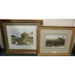 Two watercolours, House on the Broads and Landscape with River, signed Cudworth