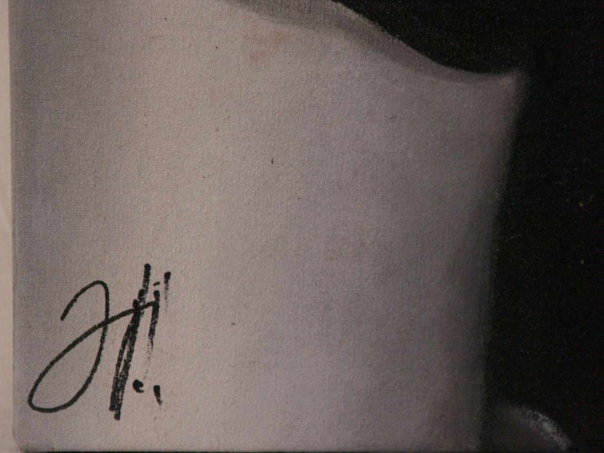 Unbekannt - "Liz Taylor", Öl auf Leinwand, schwarz/weißes Porträt der Schauspielerin Elizabeth - Bild 6 aus 7