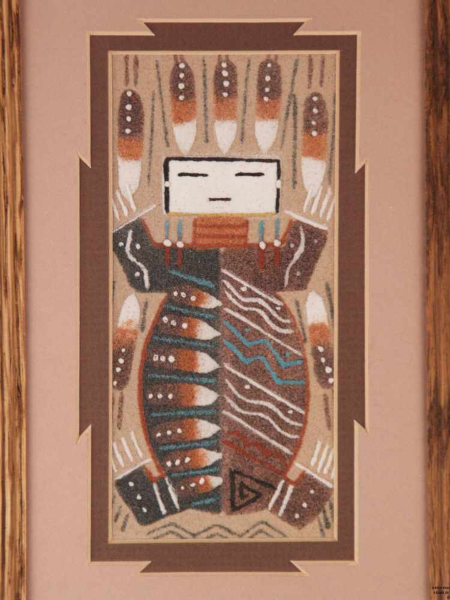 Clark, Aaron- Zeremonielles Navajo-Sandbild in aufwändigem Doppelpassepartout, Schildkrötengott - Bild 2 aus 7