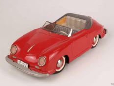 Blechauto - Distler, Belgien, "Electro Magic 7500", Porsche-Cabriolet 356, Blech, rot lackiert,