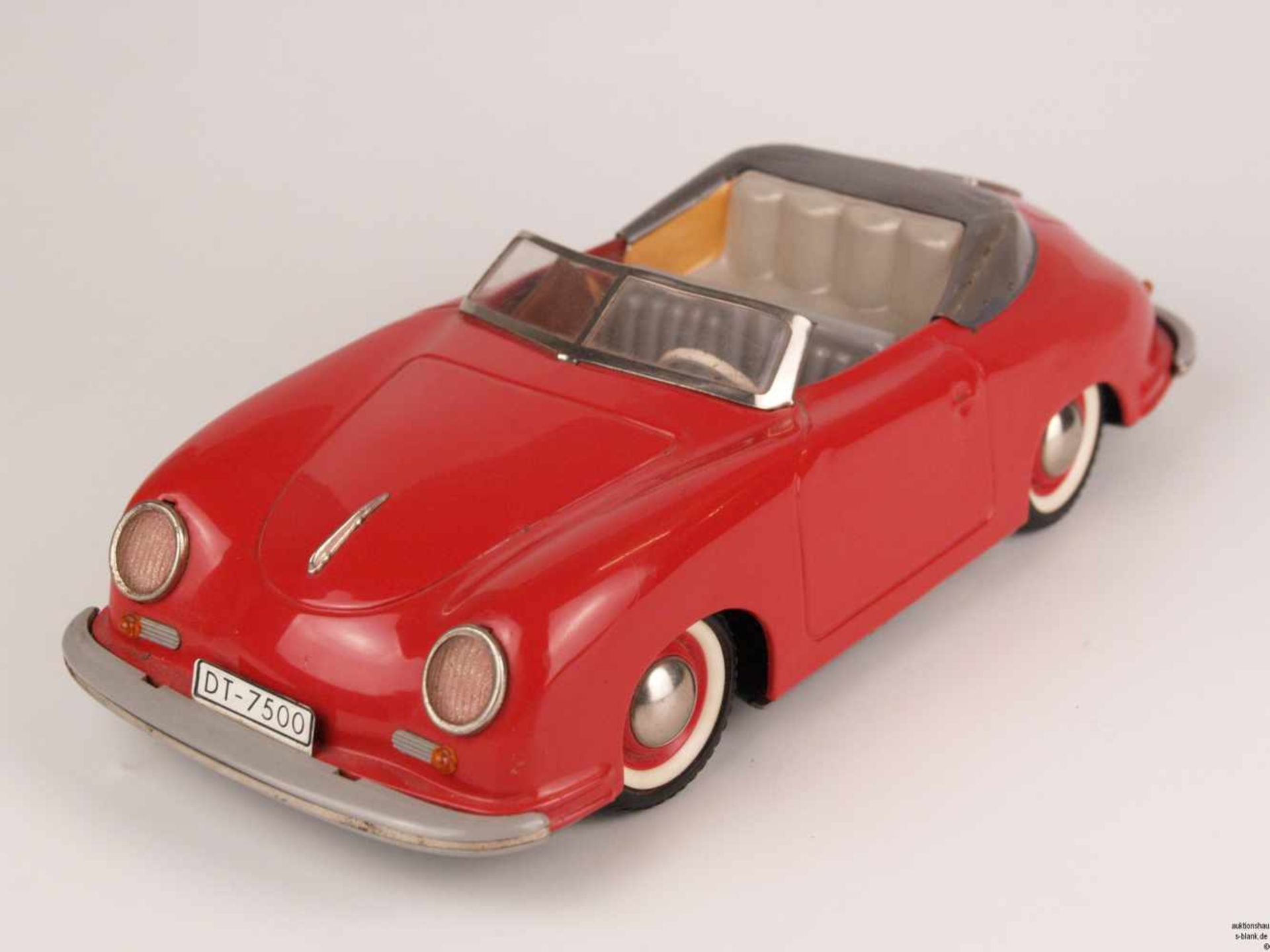 Blechauto - Distler, Belgien, "Electro Magic 7500", Porsche-Cabriolet 356, Blech, rot lackiert,