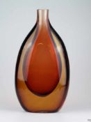 Vase - Murano, Italien, Unterseite mit Etikett, Klarglas, braun unterfangen, Mündungsrand mit
