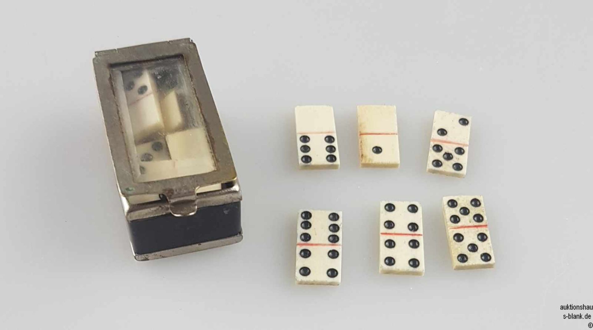 Domino Reisespielset - Elfenbein, 28 kleine Steine (vollständig), jeder ca. 8x17mm, Alters- u.