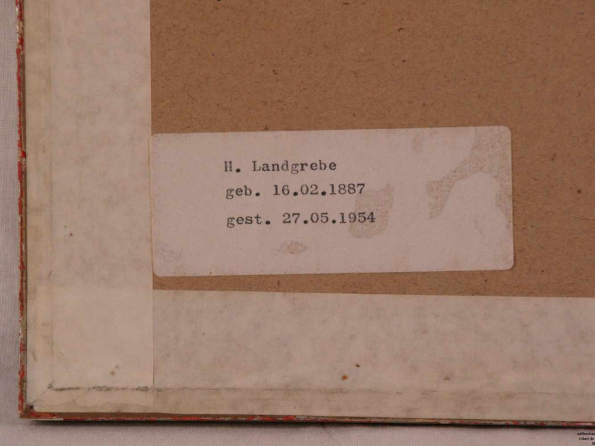 Landgrebe, H.(1887-1954) - Bäuerin vor Scheune, Aquarellfarbe über Bleistift, weiß gehöht, auf - Bild 5 aus 5