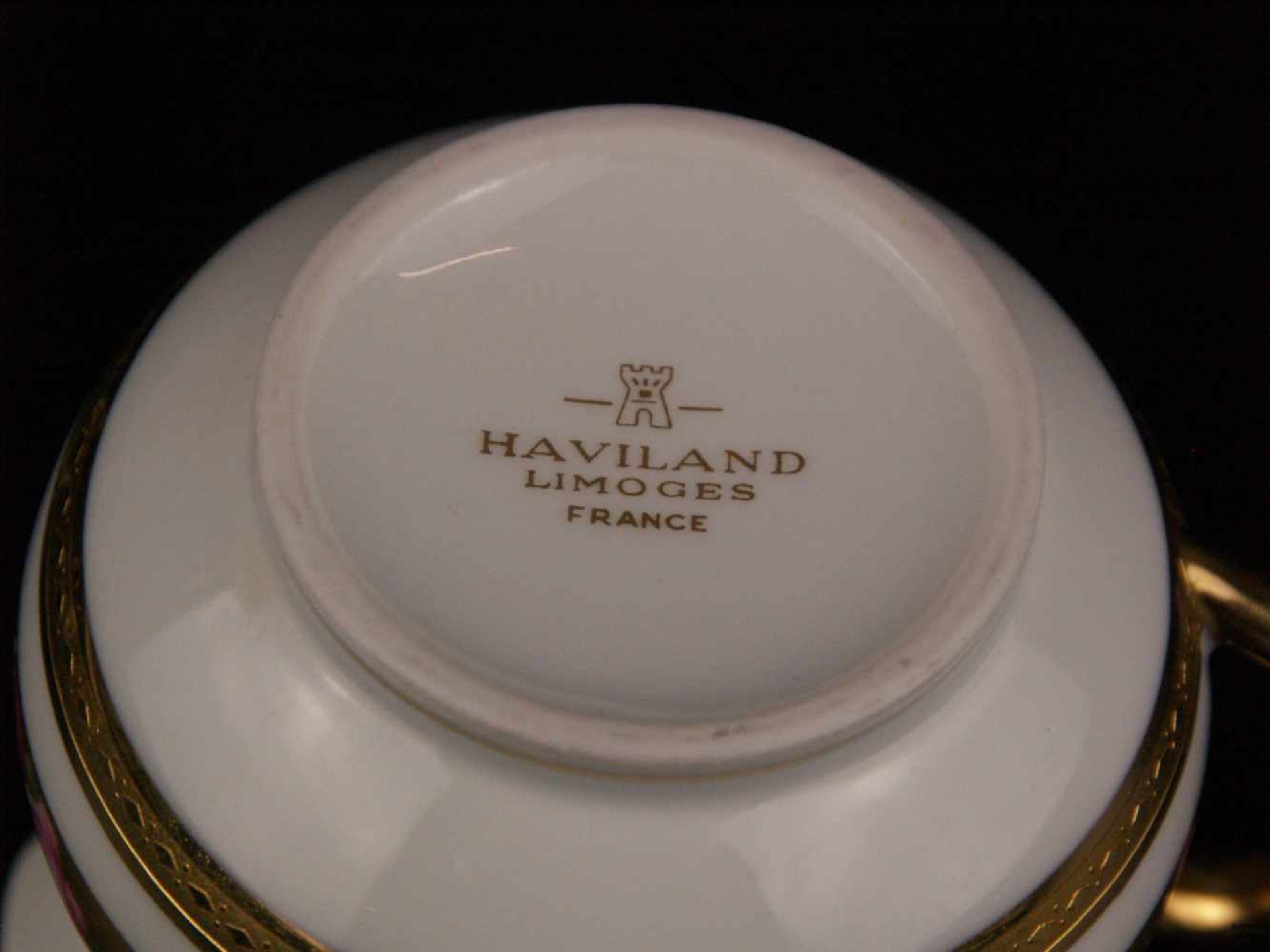 Kaffeeservice - Haviland Limoges, für 6 Personen, üppiger Dekor mit breiten Goldborten sowie - Bild 6 aus 6