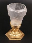 Jugendstil Deckenlampe - kleine Deckenlampe, Lampenschirm aus farblosem Mattglas, Rand uneben (