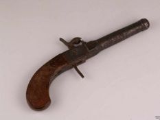 Perkussionspistole - einschüssig, Vorderlader, Kaliber ca.12 mm, Länge ca. 24 cm, leichter