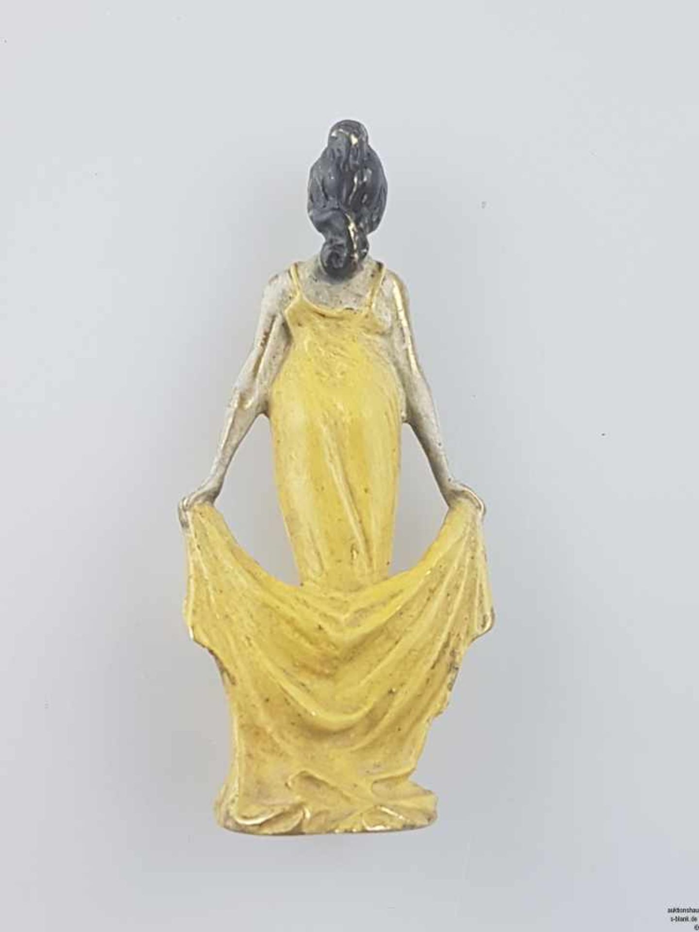 Jugendstil-Dame - Wiener Bronze mit polychromer Kaltemailbemalung, Höhe ca.7 cm, im Boden Punze " - Bild 3 aus 4