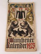 "Münchener Kalender 1923" - Max-Kellerer-Verlag, 1923, Kalendarium mit farbigen Wappentafeln und