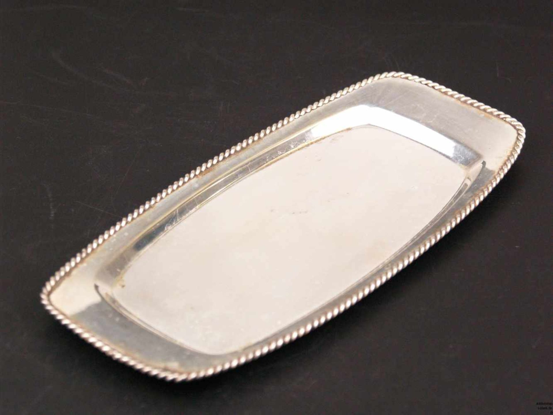 Konvolut Silber - 3-tlg. 1 längliches Tablett mit Kordelrand,ca.23x10,6cm/1 Zuckerschale mit - Bild 8 aus 10