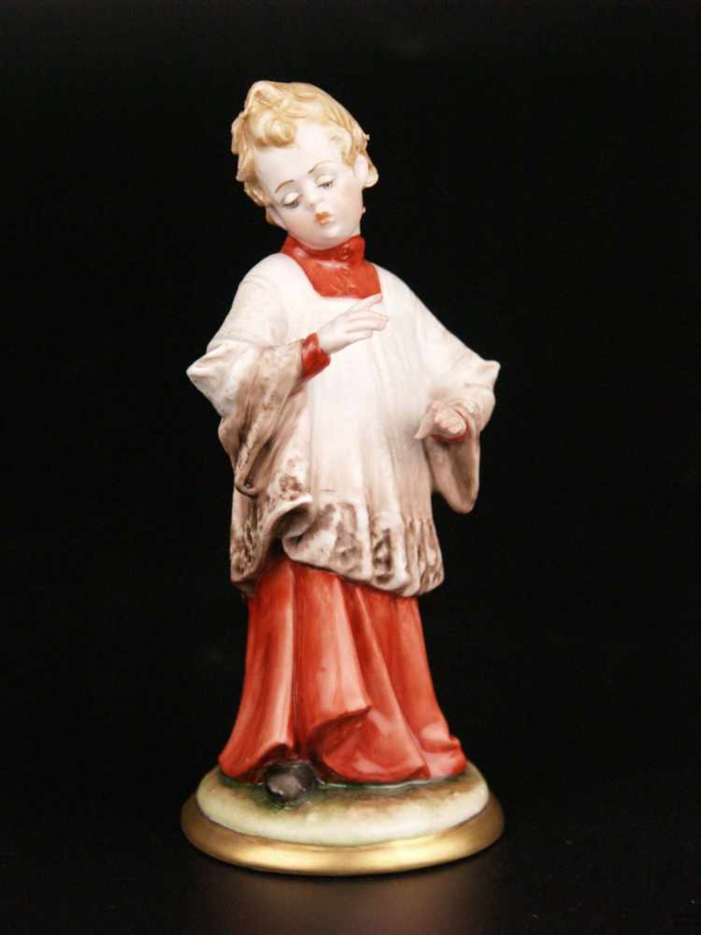 Porzellanfigur Chorknabe - wohl Società Ceramica Richard-Ginori, Doccia, Italien, Unterseite mit