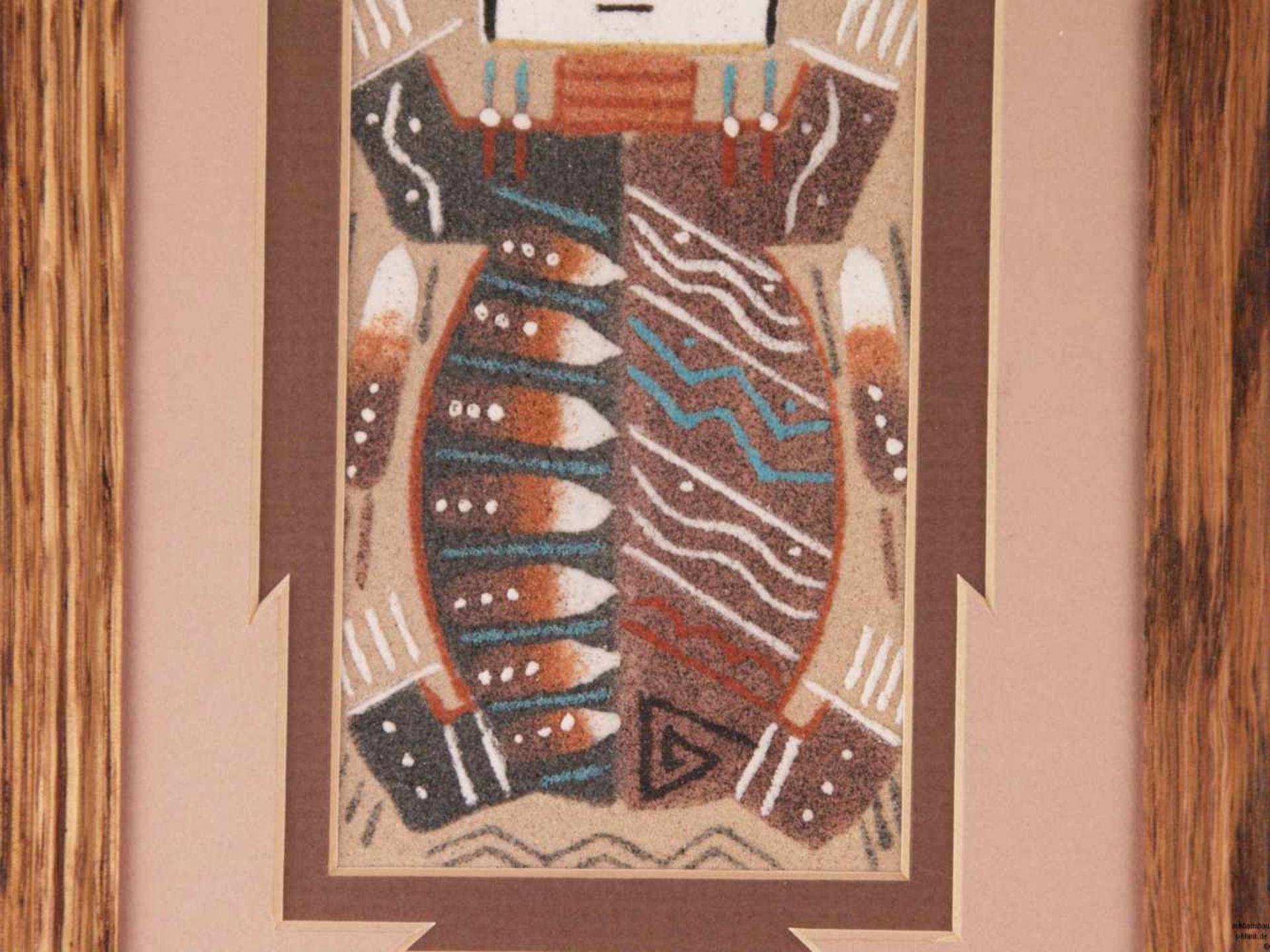 Clark, Aaron- Zeremonielles Navajo-Sandbild in aufwändigem Doppelpassepartout, Schildkrötengott - Bild 3 aus 7