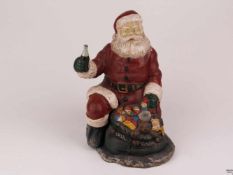 Figürliche Spardose "Santa Claus" - Gusseisen farbig bemalt, Figur besteht aus zwei zusammengefügten