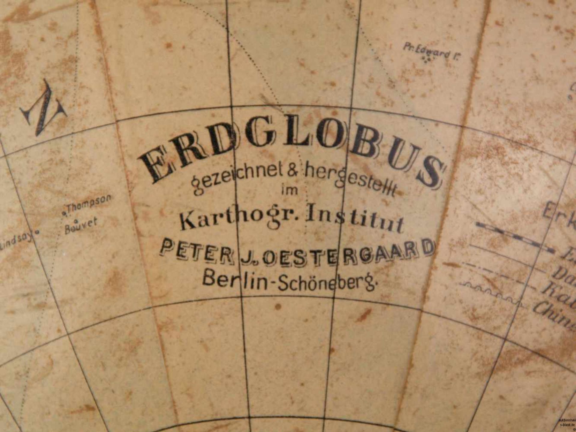 Erdglobus - gezeichnet und hergestellt im Karthogr. Institut Peter J. Oestergaard. Berlin - - Bild 6 aus 7