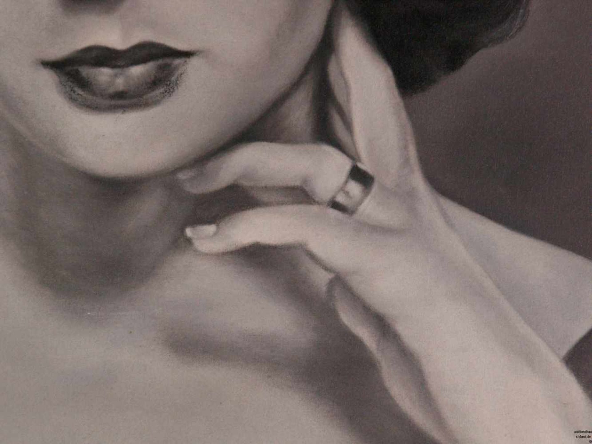 Unbekannt - "Liz Taylor", Öl auf Leinwand, schwarz/weißes Porträt der Schauspielerin Elizabeth - Bild 4 aus 7