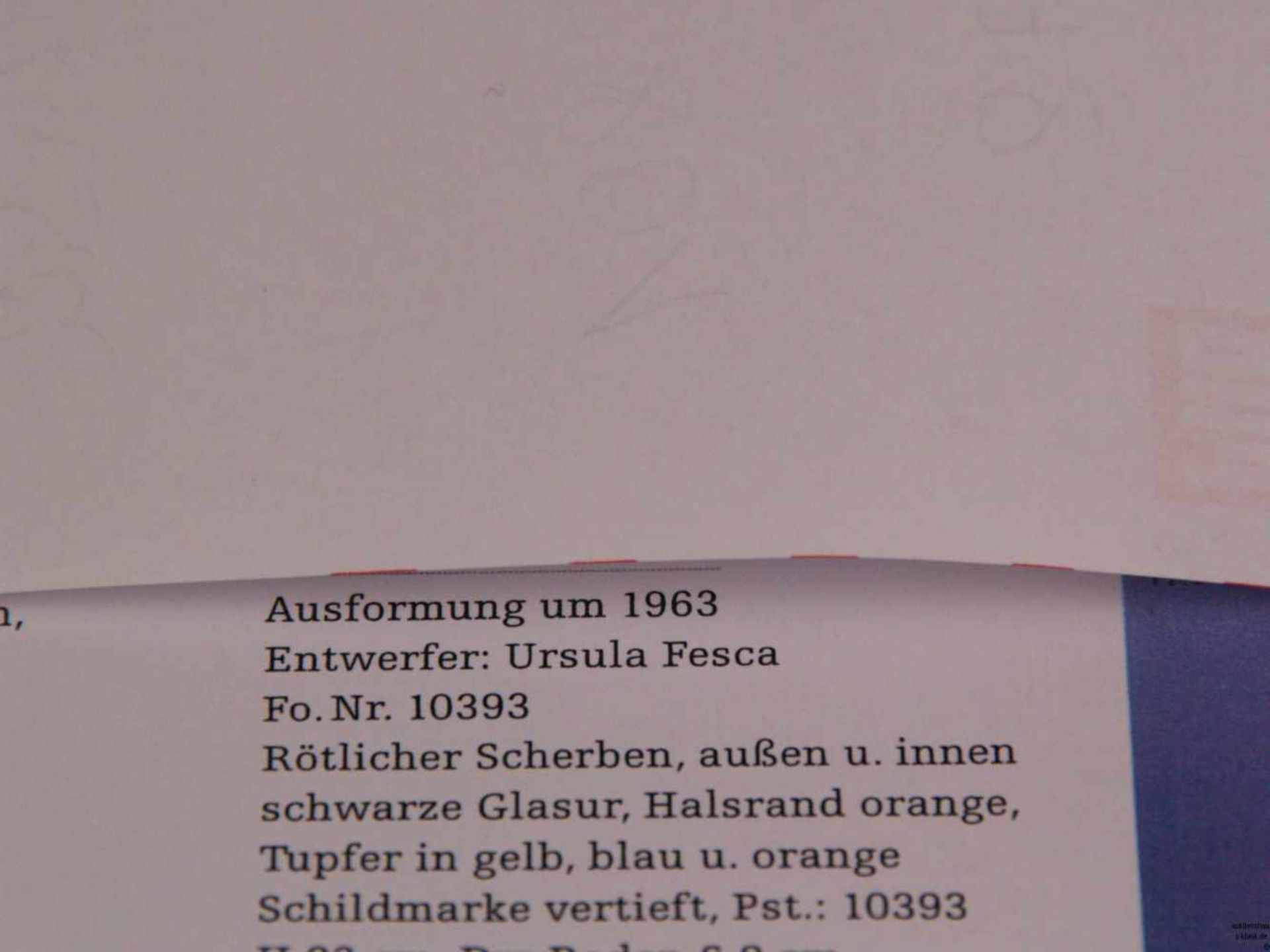 Bodenvase - Waechtersbach Entwurf von Fesca, Ursula (1900 Hohenbucko in Brandenburg - 1975 in - Bild 7 aus 7