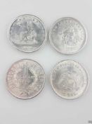 4 Stück Silberdollar - US, 1x "1804" Bowed Liberty Dollar (geprägt in den 1830ern); 1x "1851" mit