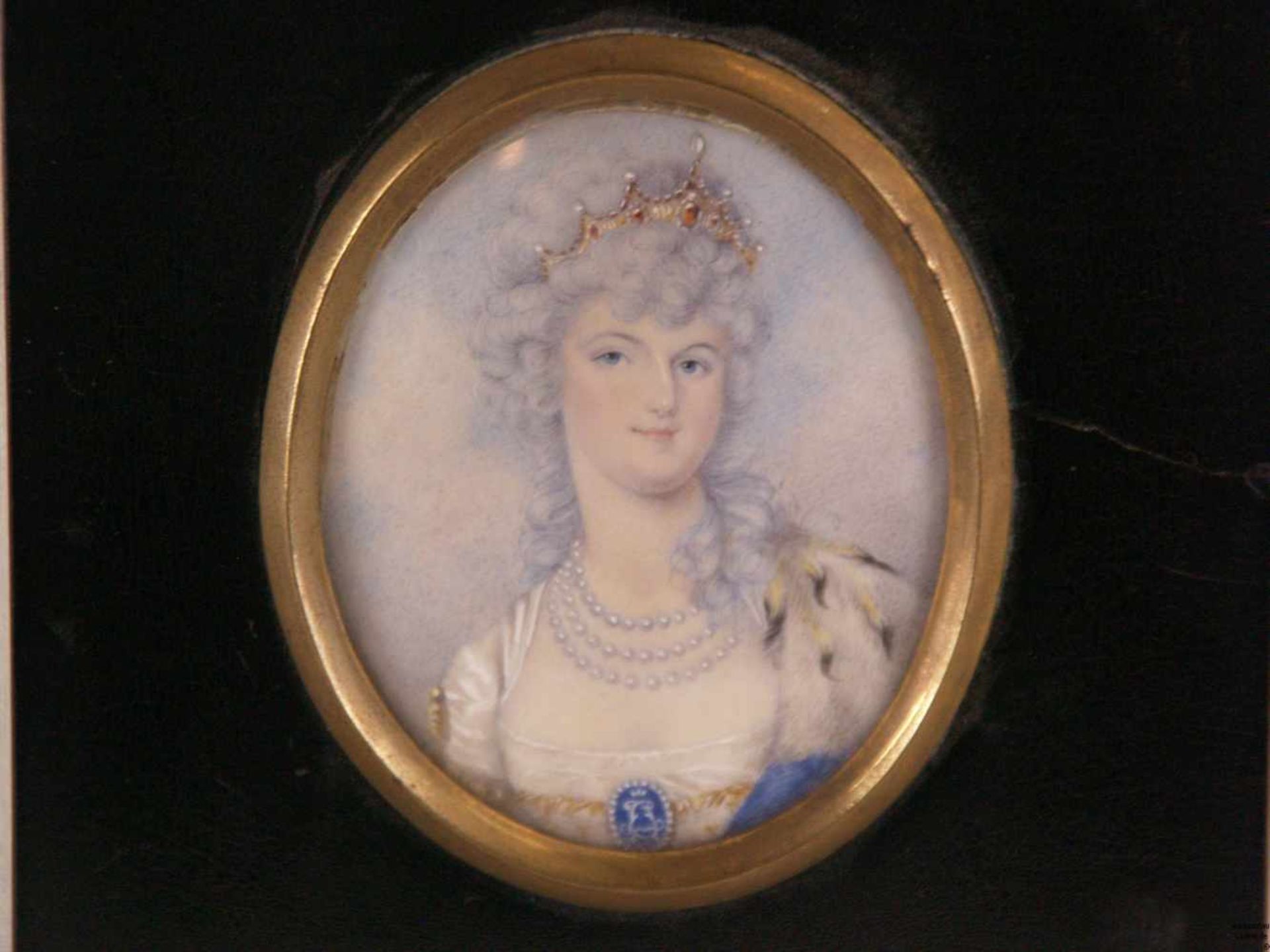 Elfenbein-Miniaturbild - Porträt der Königin Marie Antoinette (1755-1793), feine polychrome - Bild 2 aus 3