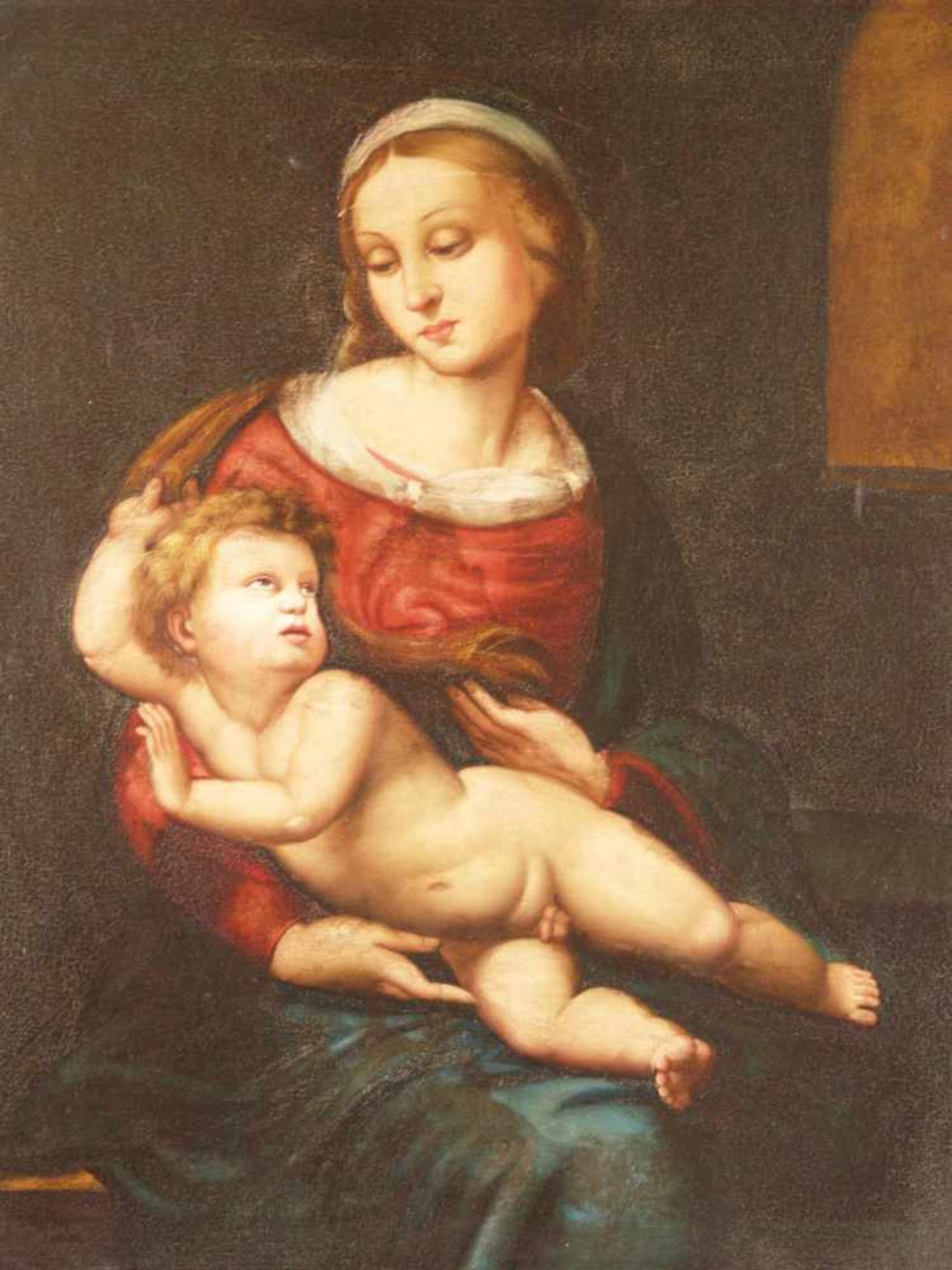 Kopist - "Madonna mit Kind (Madonna Bridgewater)", Öl auf Leinwand, Kopie nach Raffael (1483 - - Bild 2 aus 7