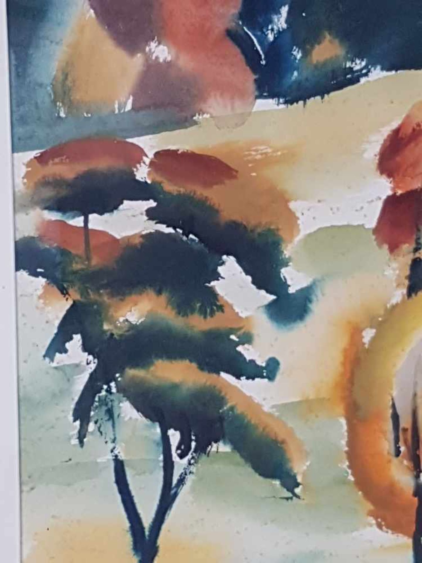 Loew, Peter (1931-2012) - Hügelige Landschaft mit Bäumen, Aquarell auf Papier, unten rechts - Image 4 of 5