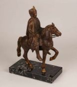 Reiterstatuette "Karl der Große" - Bronze, teils vergoldet, nach dem bekannten Miniatur-