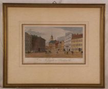 W. Jury (aus Kirchner) - "Rossmarkt in Frankfurt", kolorierter Kupferstich, 1818, stockfleckig,