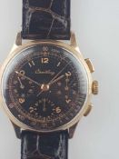 Herrenarmbanduhr - Breitling Schaltrad-Chronograph in Gelbgold 750/000, 1940-50er Jahre, Gehäuse,