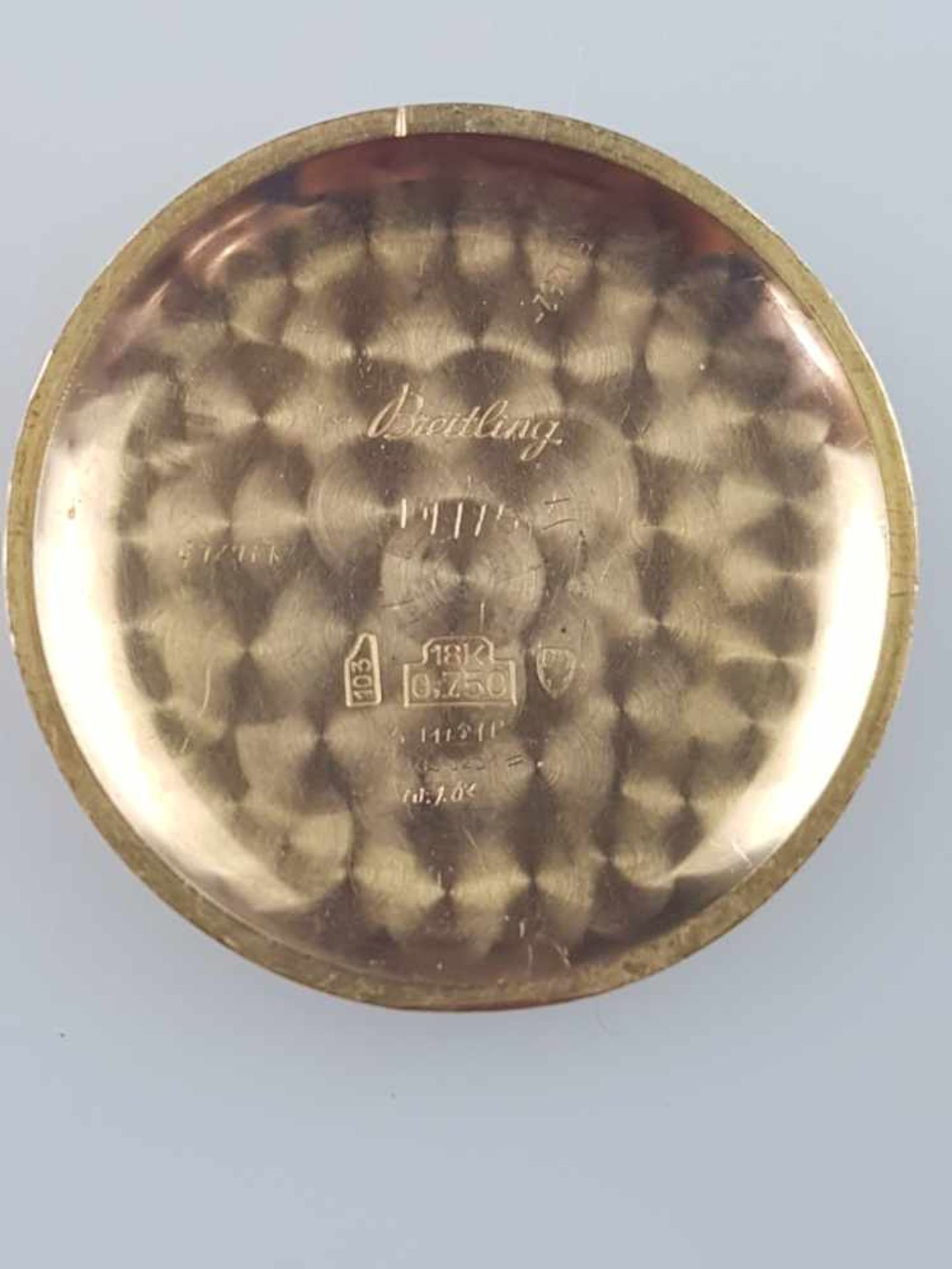 Herrenarmbanduhr - Breitling Schaltrad-Chronograph in Gelbgold 750/000, 1940-50er Jahre, Gehäuse, - Bild 7 aus 7