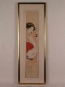 Japanischer Künstler - Shunga-Motiv:Paar beim ausgiebigen Liebesspiel,Farben auf Seide, Japan,19./