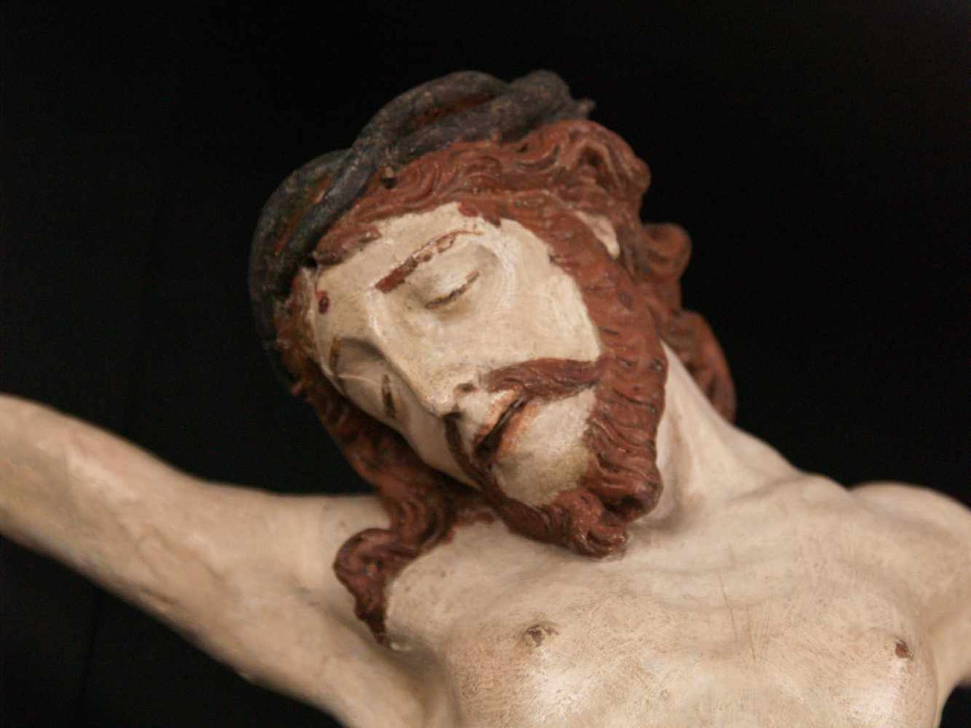 2x Korpus Christi - 1x Holz geschnitzt und überfasst, ganzfigurige Darstellung Christi mit - Image 7 of 12