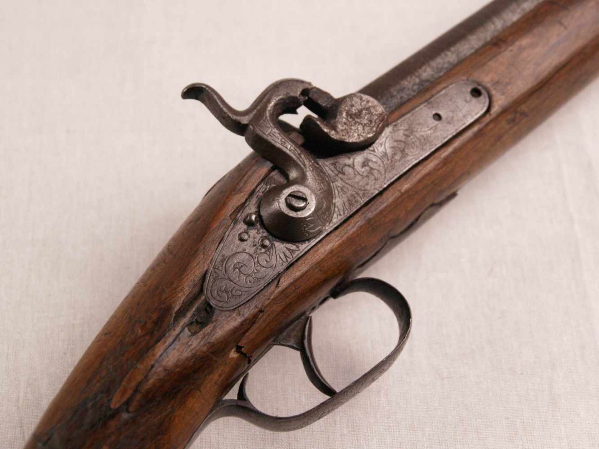 Altes Gewehr - Vorderlader mit Perkussionsschloss, um 1870, Vorderlader mit Perkussionsschloss aus - Bild 2 aus 9