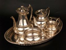 Jugendstil-Kaffeeset - 5-teilig, Herstellermarke: Stumpf & Sohn, Danzig, Silberpunze 800 Halbmond,