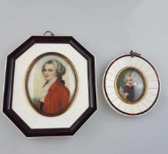 Zwei Miniaturmalereien auf Elfenbeinplatte - 1x ovales Porträt von Ludwig van Beethoven, signiert,