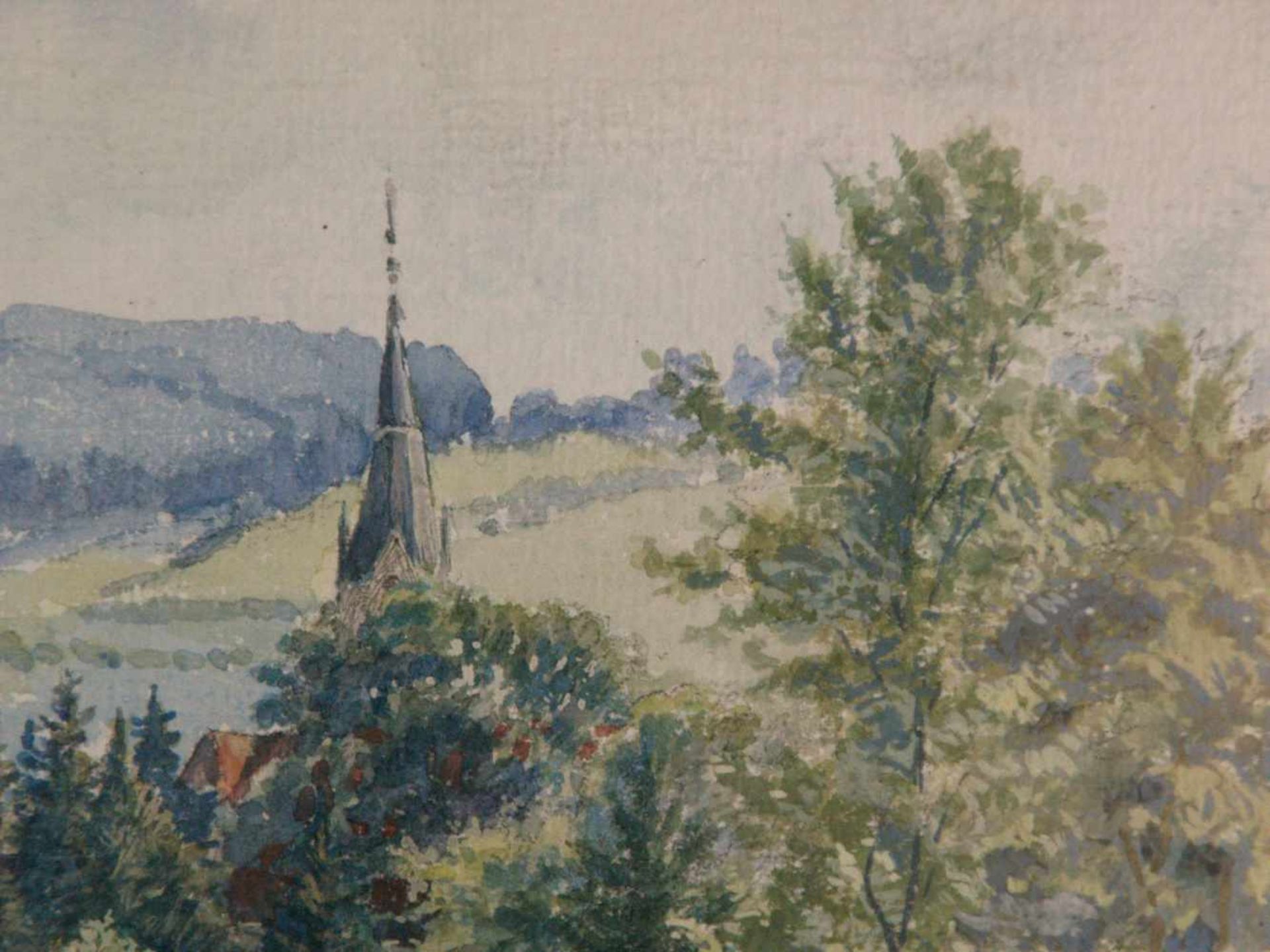 Mayé, A. - Blick auf das Gelbe Schloss der Freiherren von und zu der Tann/Rhön, Aquarell auf Papier, - Image 4 of 7