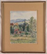 Mayé, A. - Blick auf das Gelbe Schloss der Freiherren von und zu der Tann/Rhön, Aquarell auf Papier,