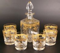 Whiskeykaraffe und 6 Gläser - Kristallmanufaktur Saint-Louis, Frankreich, farbloses Kristall,