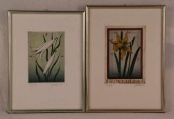 Janak, Alois (tschechischer Künstler geb. 1924 Schönpriesen) - 2 Farbradierungen: Blumen,in Blei