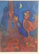 Chagall, Marc (1887 Witebsk - 1985 Saint-Paul-de-Vence) - "Bonjour Paris", 1972, Plakat