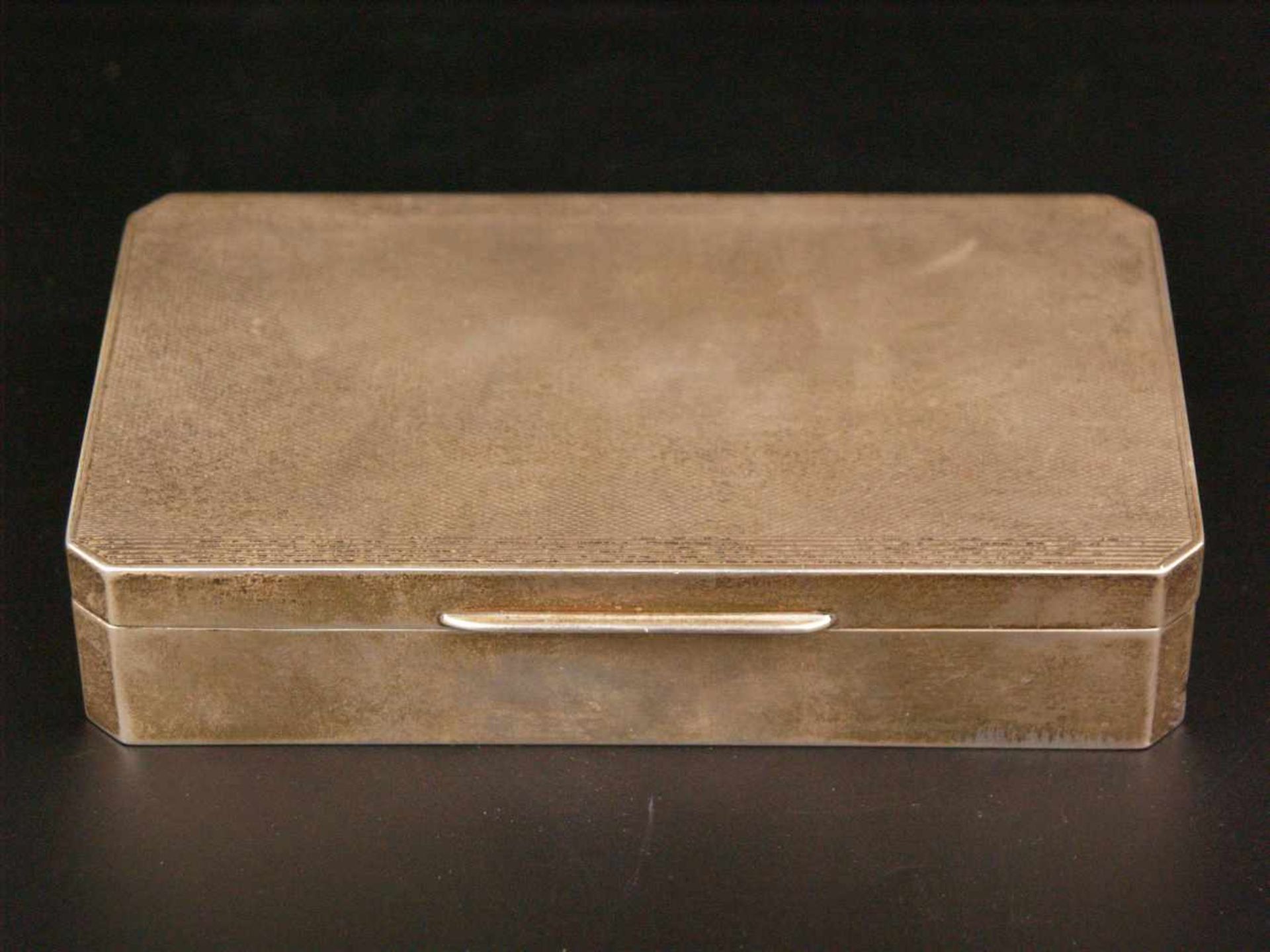 Zigarrenbox/Zigarrenkiste - Silber, ca.3,1x 15,5 × 9cm, England, Wandung punziert: Meistermarke "