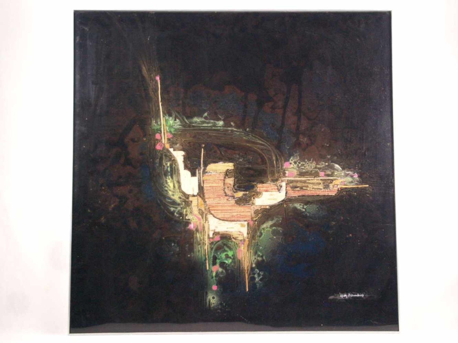 Ehrentreich, Mobby H. (*1940 Nördlingen) - Abstrakte Farbkomposition in Grün-, Violett- und