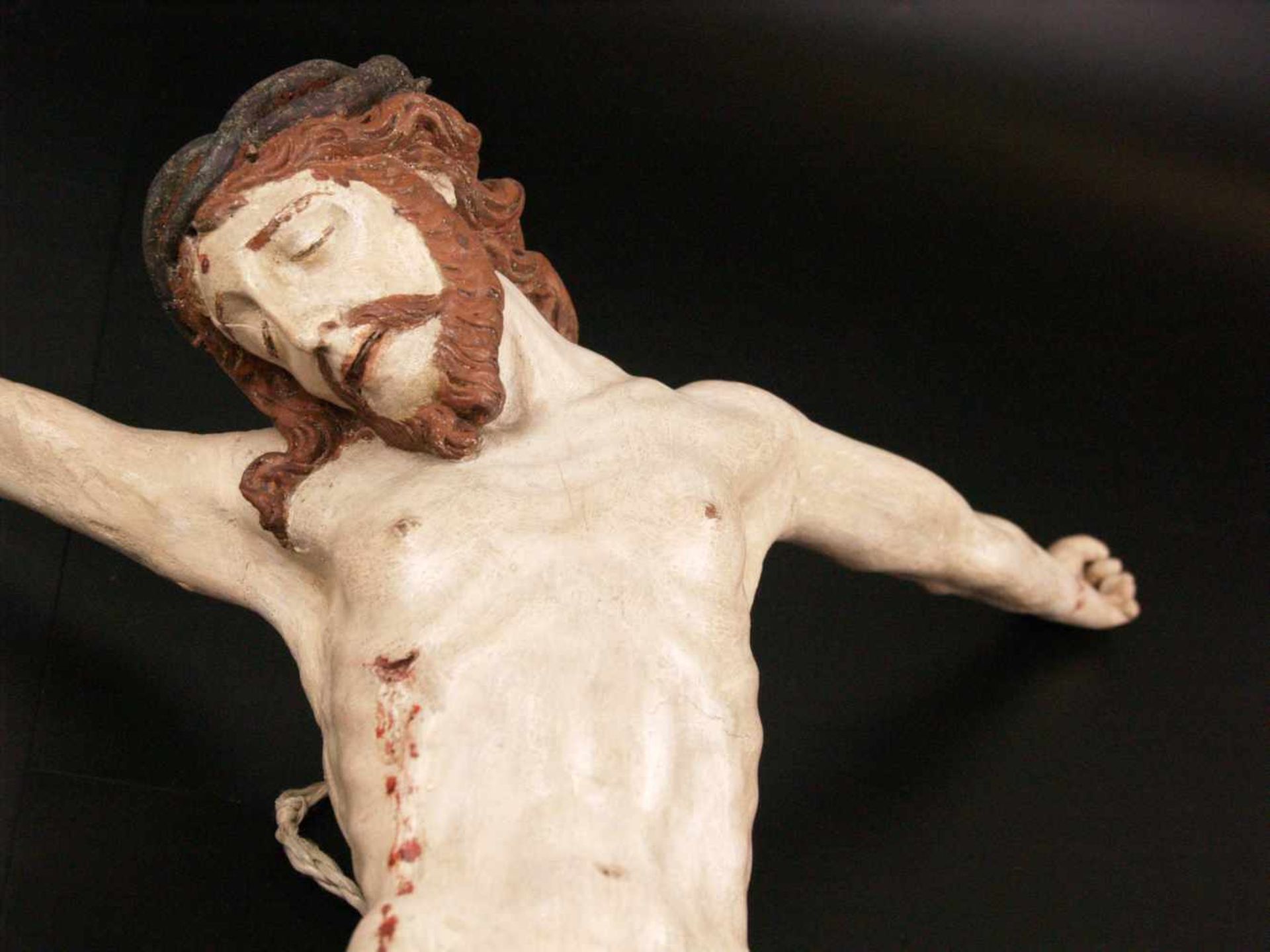 2x Korpus Christi - 1x Holz geschnitzt und überfasst, ganzfigurige Darstellung Christi mit - Image 9 of 12