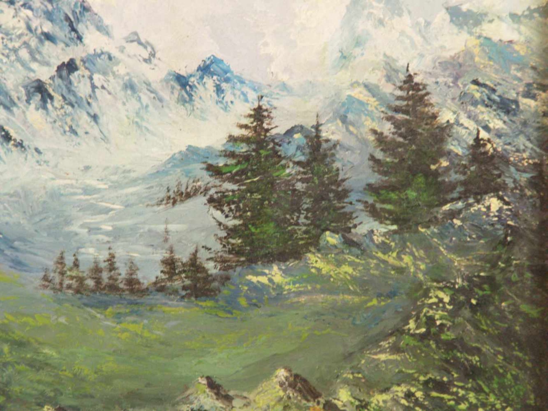 Heitmann, Günther (*1924 Bremen) - Blick auf Korsikas Berge, Öl auf Hartfaser, verso beschriftet, - Bild 4 aus 5