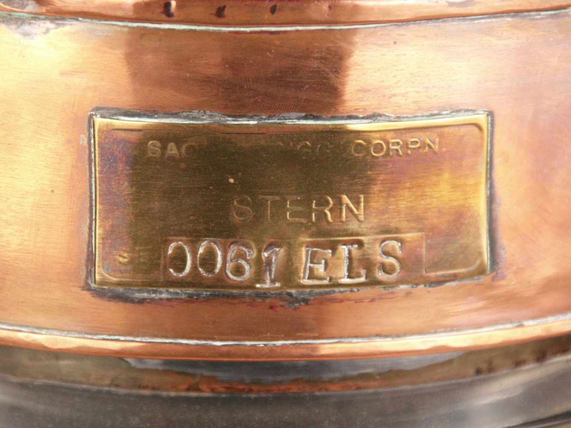 Schiffslaterne "STERN", Nr. '0061ELS', Kupfer/Messing, viertelkreisförmig, Glaszylinder, H.ca. - Bild 3 aus 9