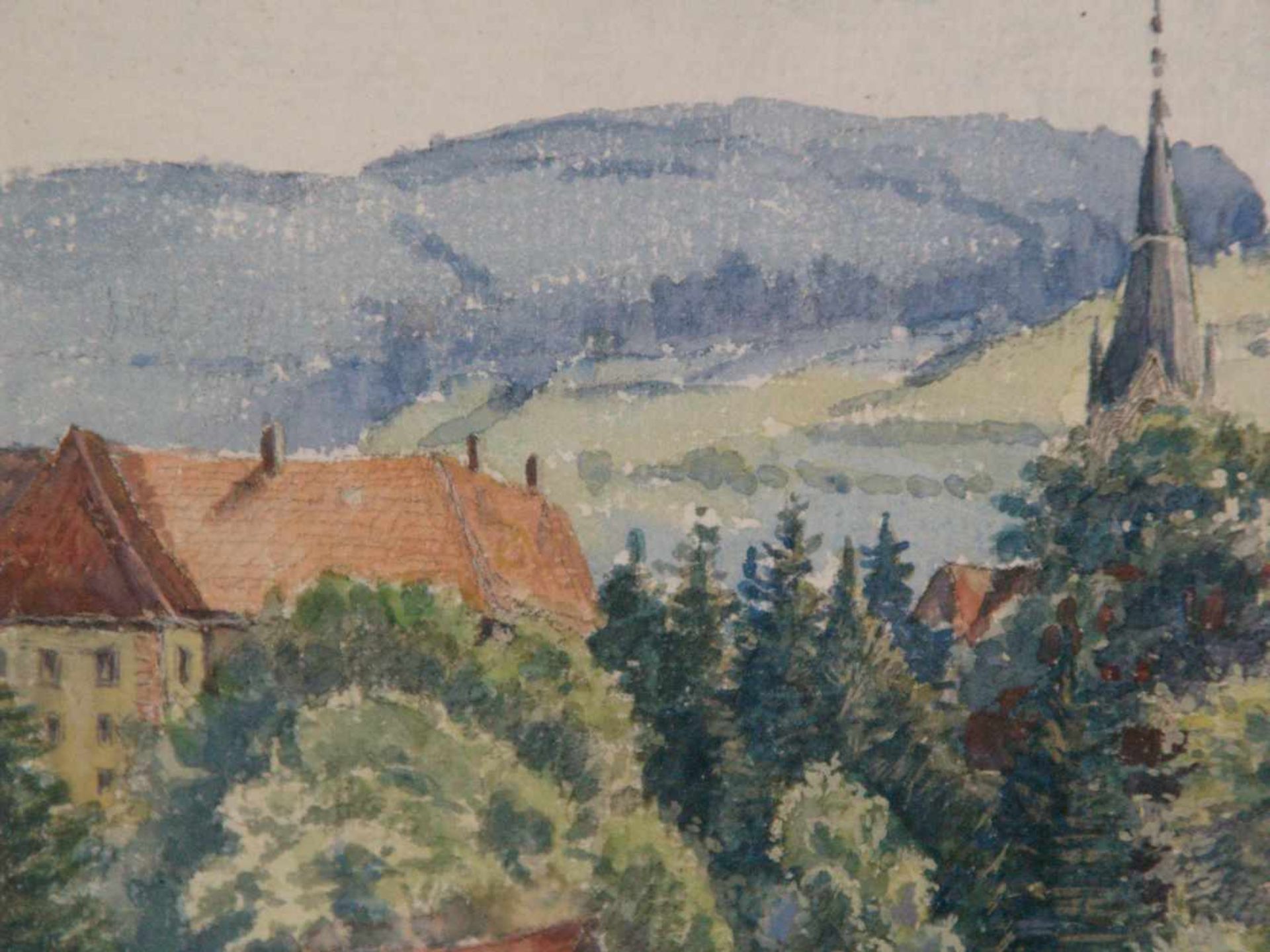 Mayé, A. - Blick auf das Gelbe Schloss der Freiherren von und zu der Tann/Rhön, Aquarell auf Papier, - Image 5 of 7