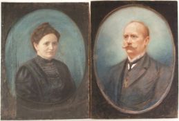 Mohr, Johann Georg (1864-Frankfurt/Main -1943) - Paar Porträts-Pendants, Dame und Herr,