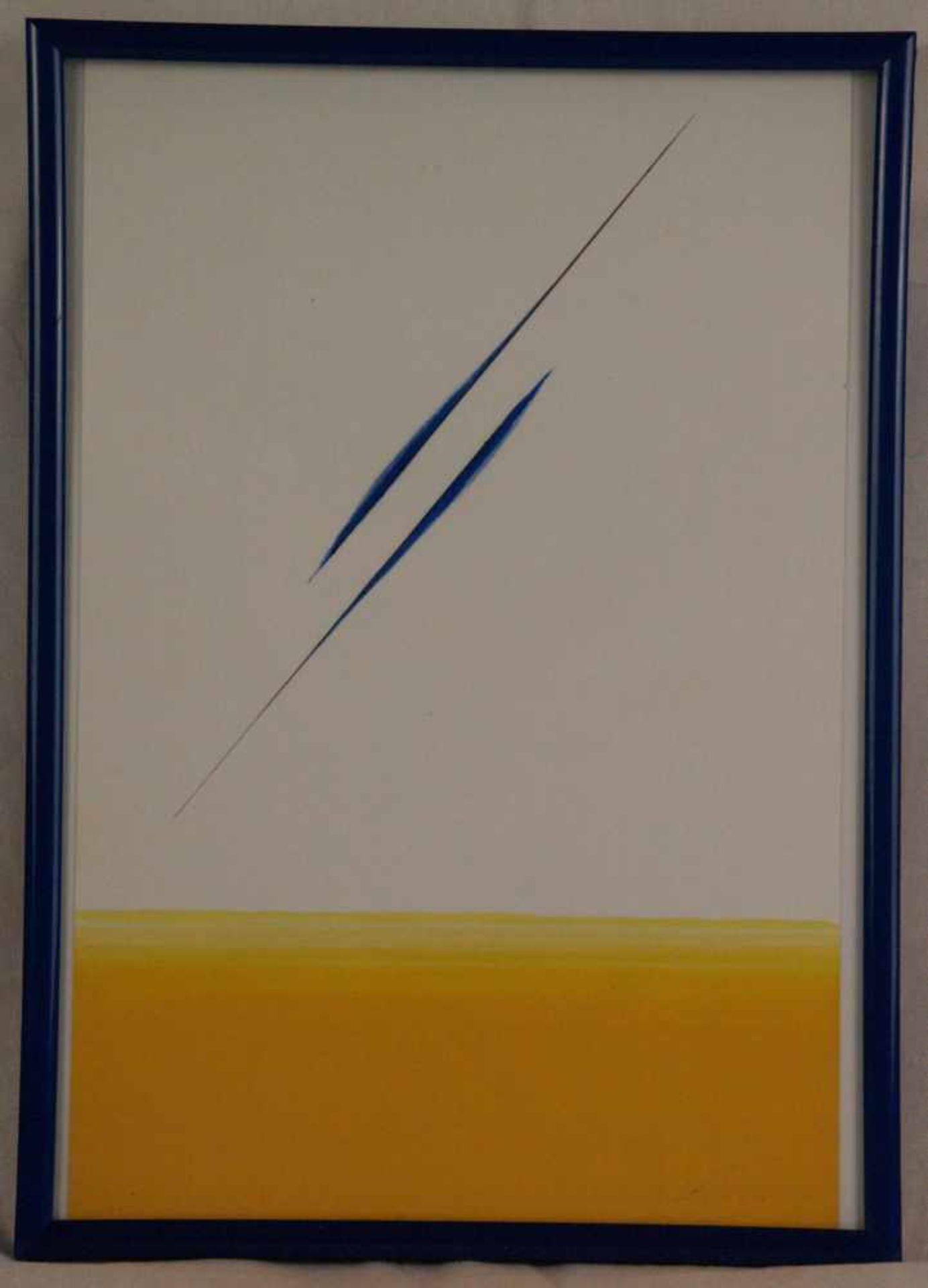 Loew, Peter (1931-2012) - Abstraktion in Orange und Blau, Mischtechnik auf Papier, unten rechts