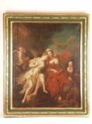 Altmeister 18.Jahrhundert - Mythologische Figurenszene mit Amoretten vor Eichenbaum mit