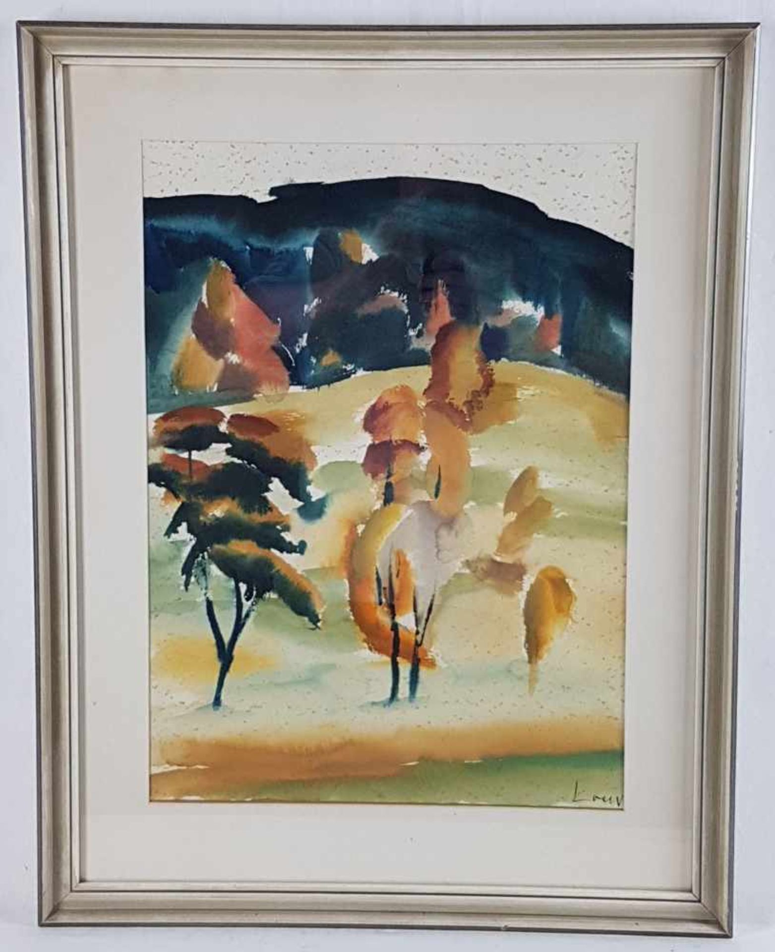 Loew, Peter (1931-2012) - Hügelige Landschaft mit Bäumen, Aquarell auf Papier, unten rechts - Image 2 of 5